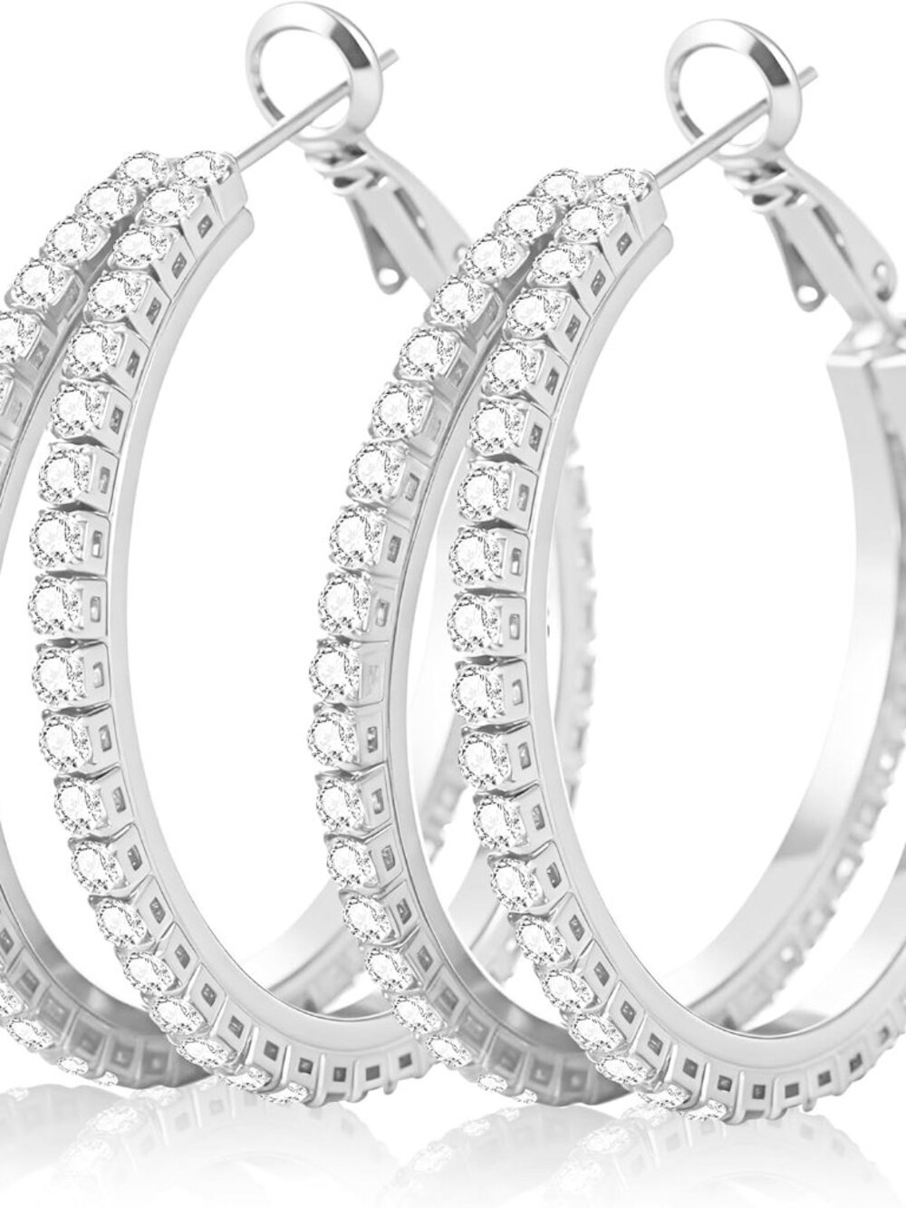 S925 Sterling Silver Hoop Earrings Hypoallergenic Silver Double Hoop Earring For